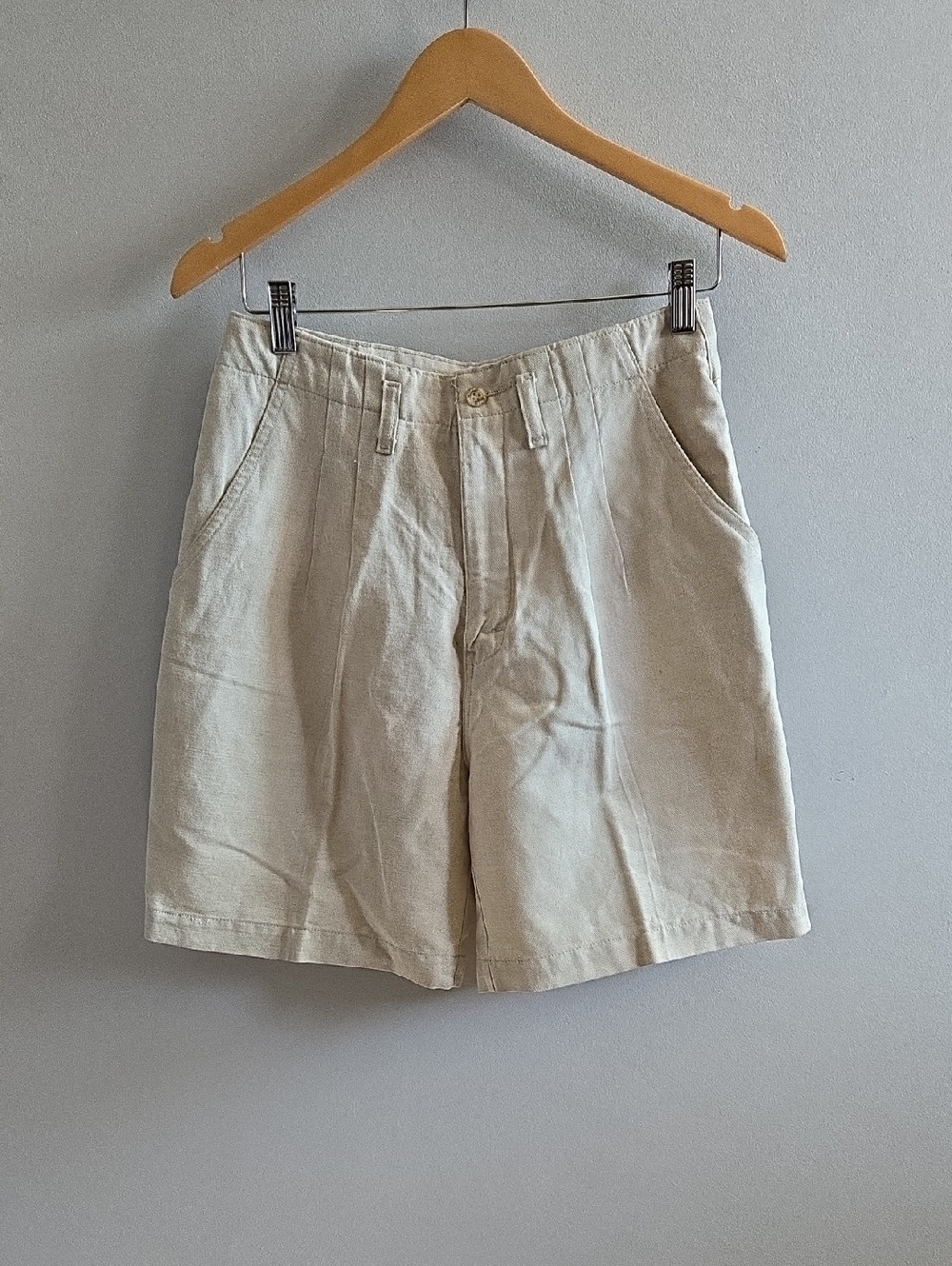 Vintage Northern Reflections Cotton Linen Blend High Waisted Beige Mom Shorts